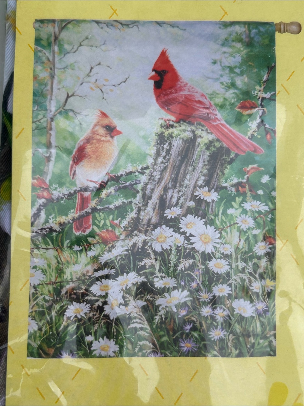 Evergreen Cardinal Flag Satin Bird Garden Hanger Outdoor 29x43 NWT